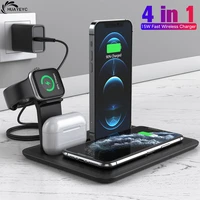 4 in 1 qi 15w fast wireless charging stand for iphone 12 11 max xs xr x 8 plus airpods pro iwatch 6 5 4 se samsung charger dock