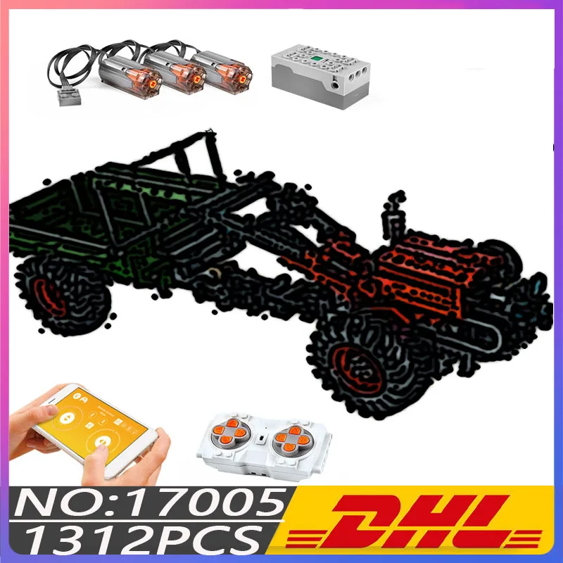

Hot The Motorized Tractor Model 17005 APP RC High-Tech Car Building Blocks Assembly Bricks Toys Kids Christmas Birthday DIY Gift
