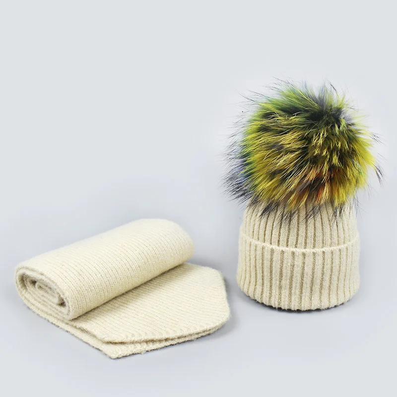 Женский вязаный набор шапок и шарфов детская зимняя теплая шерстяная Балаклава