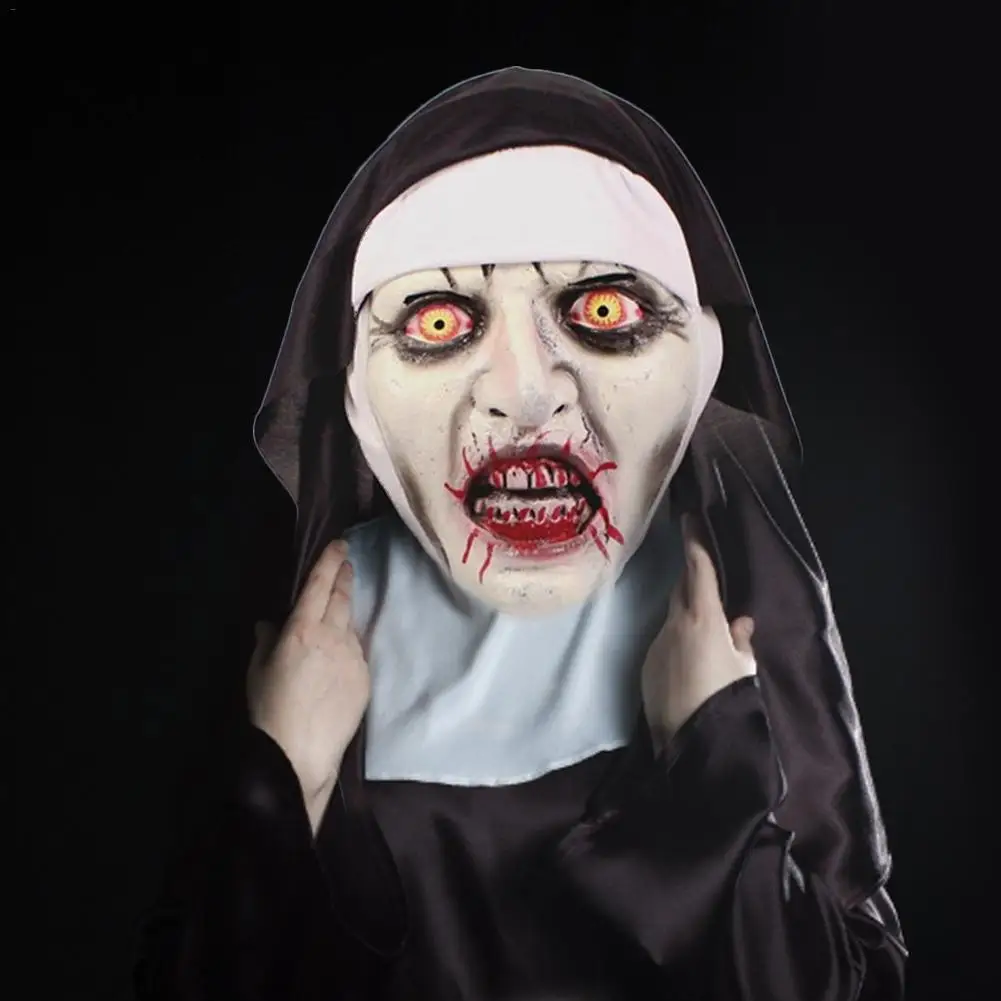 Последняя нунская маска Хэллоуин ужас макияж хитрые гримасы пугать латекс с