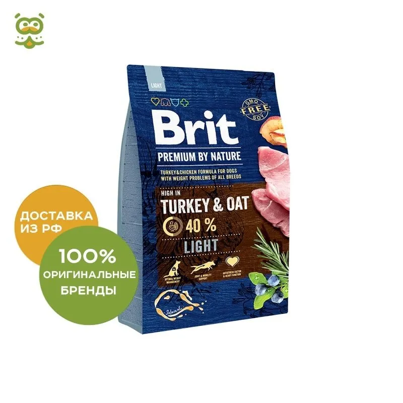 Корм Brit Premium by Nature Light для собак с лишним весом Индейка 3 кг.|Сухой корм собак| |