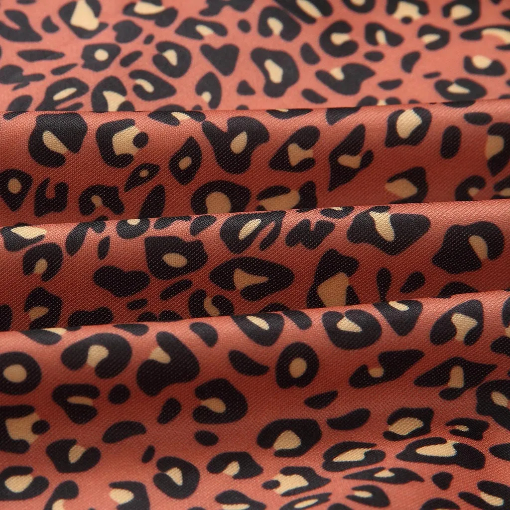Women's Coat New Retro Leopard Printing Long Sleeves Zipper Up Jacket Short Outwear Autumn Winter Fashion Casual Clothes#A