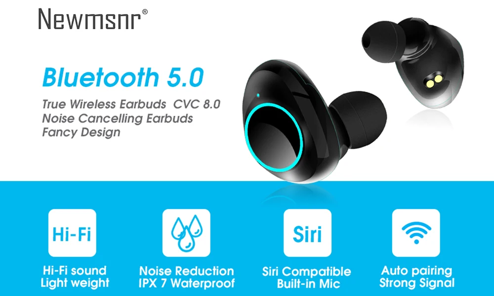 Newmsnr X9 TWS HD стерео наушники беспроводные наушники, bluetooth 5,0 IPX7 водонепроницаемый шумоподавление Голосовое управление
