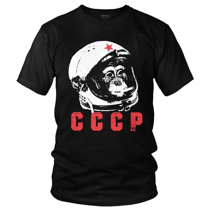 

Забавный CCCP футболка Для мужчин Уличная футболка Изделие из хлопка с короткими рукавами космический путешественник футболка с изображение...