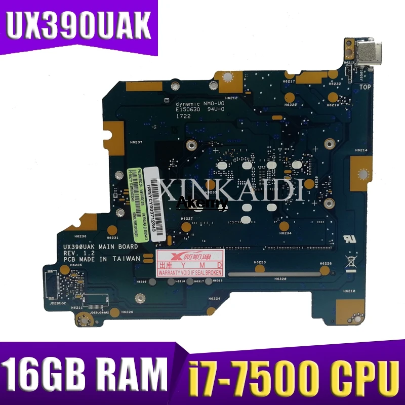 

Akemy для ASUS ZenBook 3 UX390 UX390U UX390UA UX390UAK UX390UAK материнская плата для ноутбука i7-7500 процессор 16 Гб ОЗУ 100% протестированная Mainboard