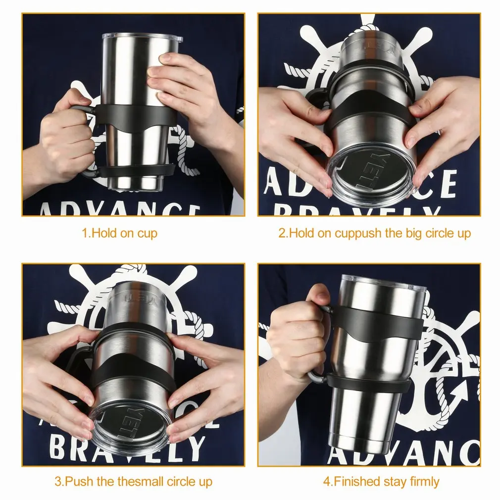 Черный + серый ручной держатель пластиковые чашки ручка для YETI 30 унц. Rambler Tumbler