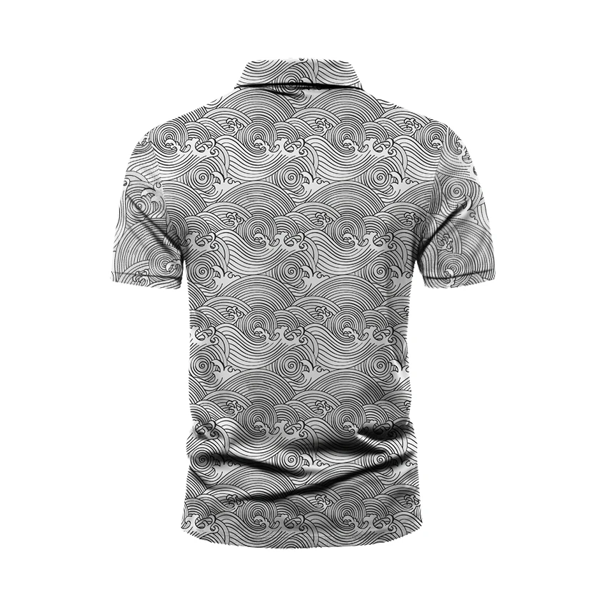 Рубашка-поло мужская с принтом в виде волн модная рубашка 3d-цифровой печатью