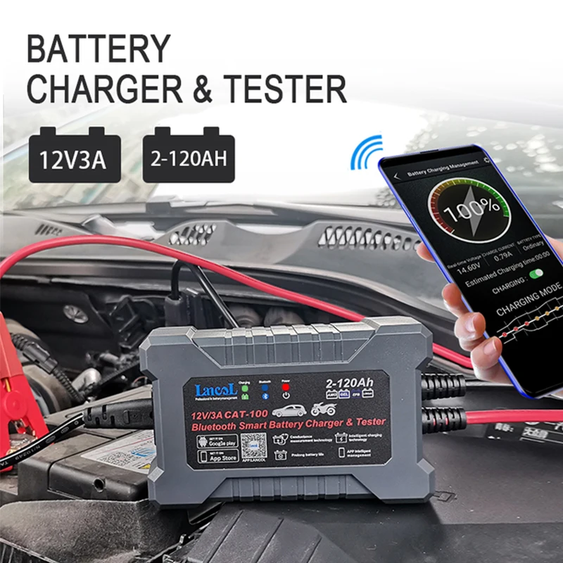 Car Battery Tester & Charger 12V 3A 2-120AH LCD Display Lead-Aicd Intelligent Smart Automatic Analyzer Dropshipping | Инструменты