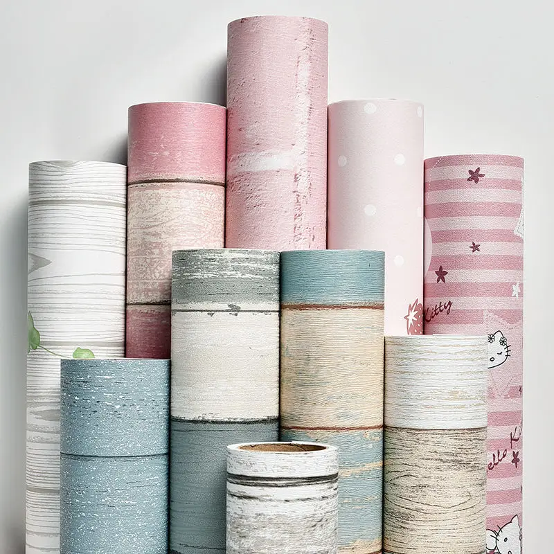 

Solid Color Wood Waterproof Self-Adhesive Wallpaper PVC Contact Paper Wall Stickers For Bedroom Wardrobe Furniture Home Restore