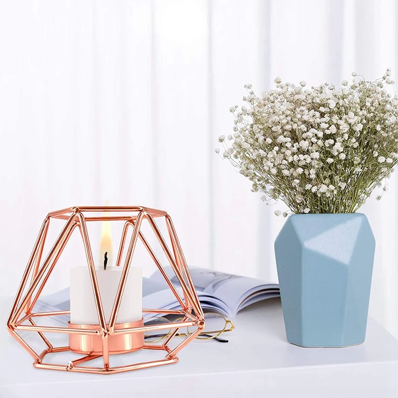 Геометрический подсвечник металлический романтический с ароматом для украшения