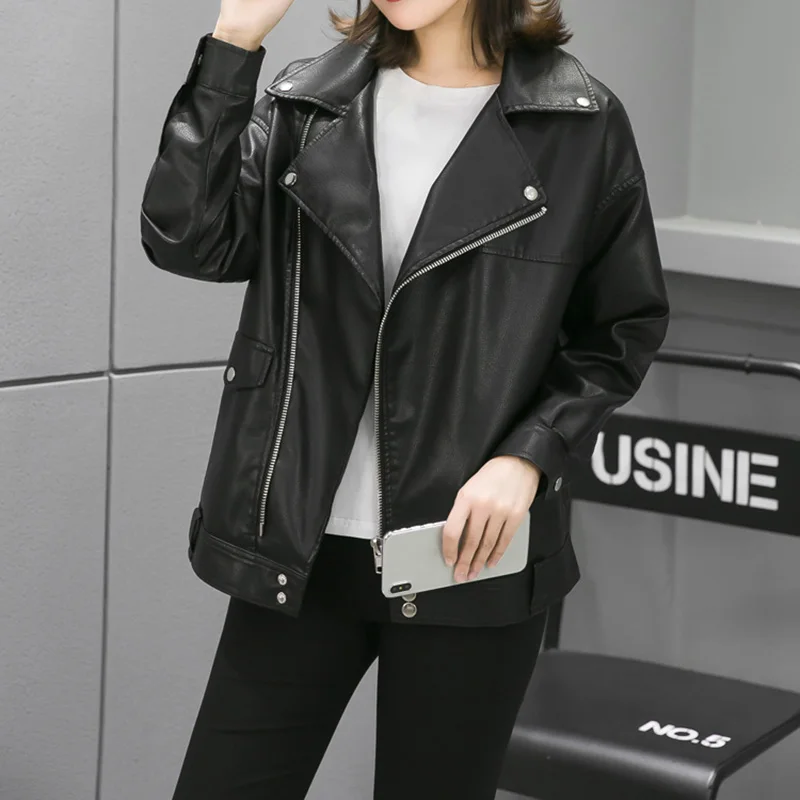Куртка Sungtin женская из ПУ кожи винтажная свободная уличная одежда в стиле панк