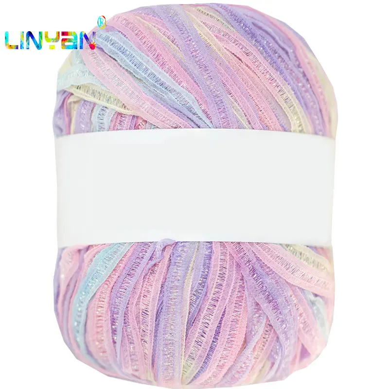 Суперблестящая шелковая лента 50 г * 2 шт. тюль кружево вязаная линия ibbon трикотаж