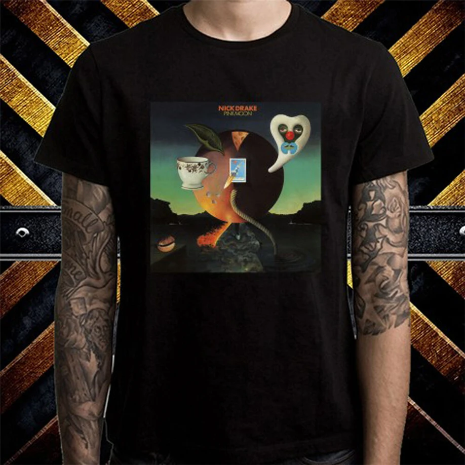 Ник Дрейк розовая Луна певец и музыкант Мужская Черная Футболка размер S до 3Xl