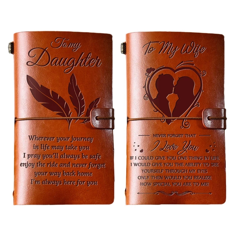 

Elegant Handcrafted Diary Notebook Engraved Leather Journal Message Note Book to My Daughter /to My Wife Handwriting