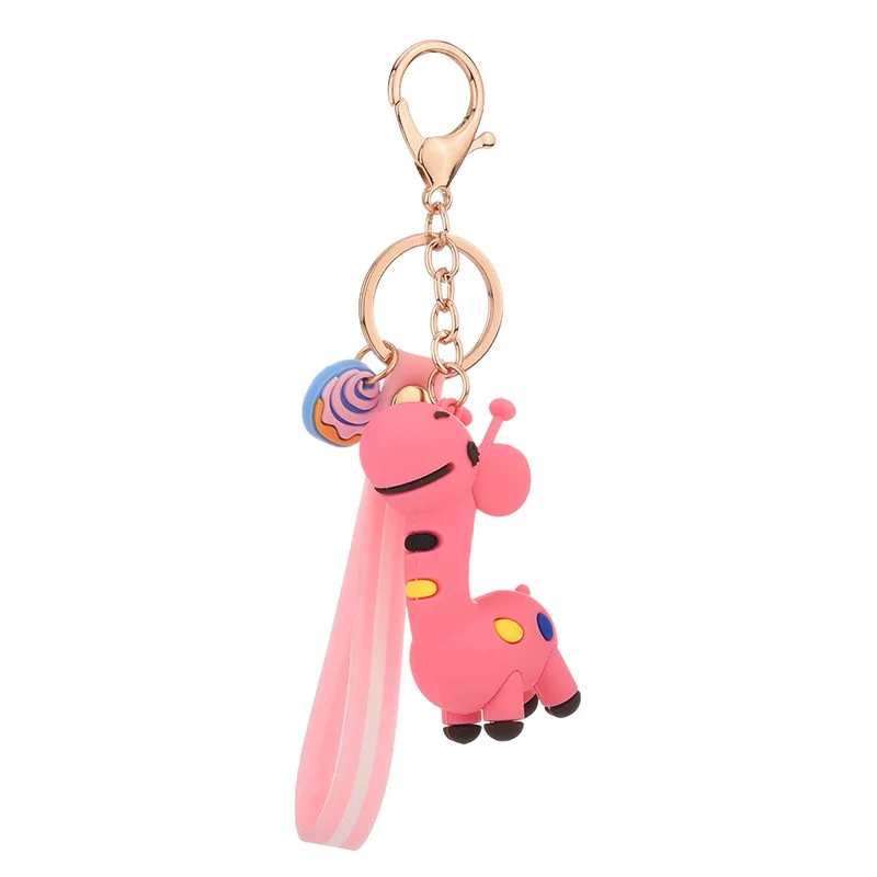 

Lovely Giraffe Key Chain Accessories Pvc Soft Plastic Pendant Key Chain Animation Anti - Loss Boutique Pendant Key Ring