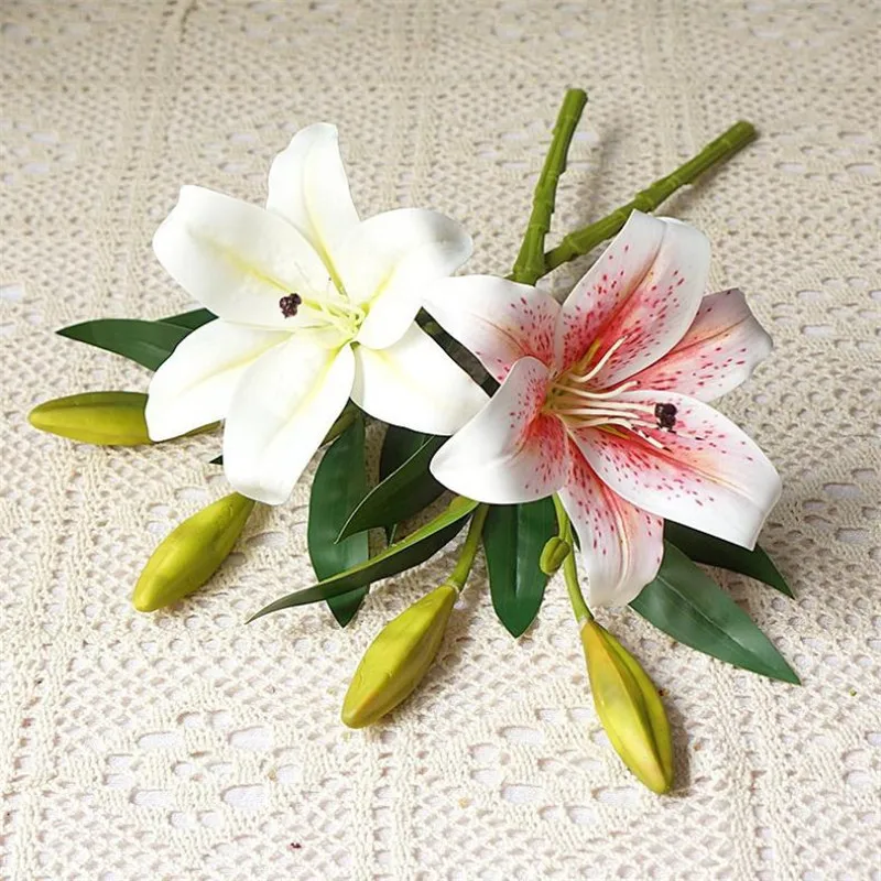 Одна искусственная короткая Лилия длиной 14 57 дюйма имитация 3D печати Lilium для