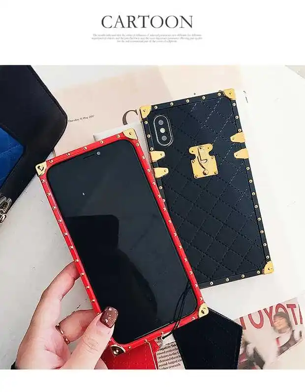 Fashionable Square Lattice Vintage Coque Case - Luxury PU Leather Phone Back Cover for iPhone 12, X, 6, 6s, 7, 8 Plus, XR, and Xs Max image 3