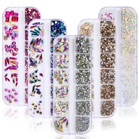 nail art jewelry glass electroplating flat nail rhinestone set nail decoration apparel diy accessories