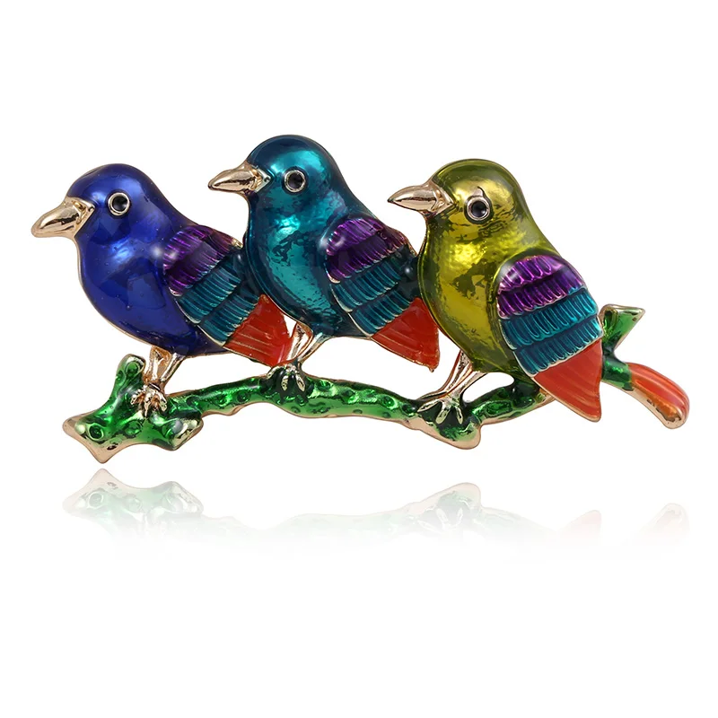 Мужская/женская брошь в форме птицы цветная эмалированная ветки сплав броши с