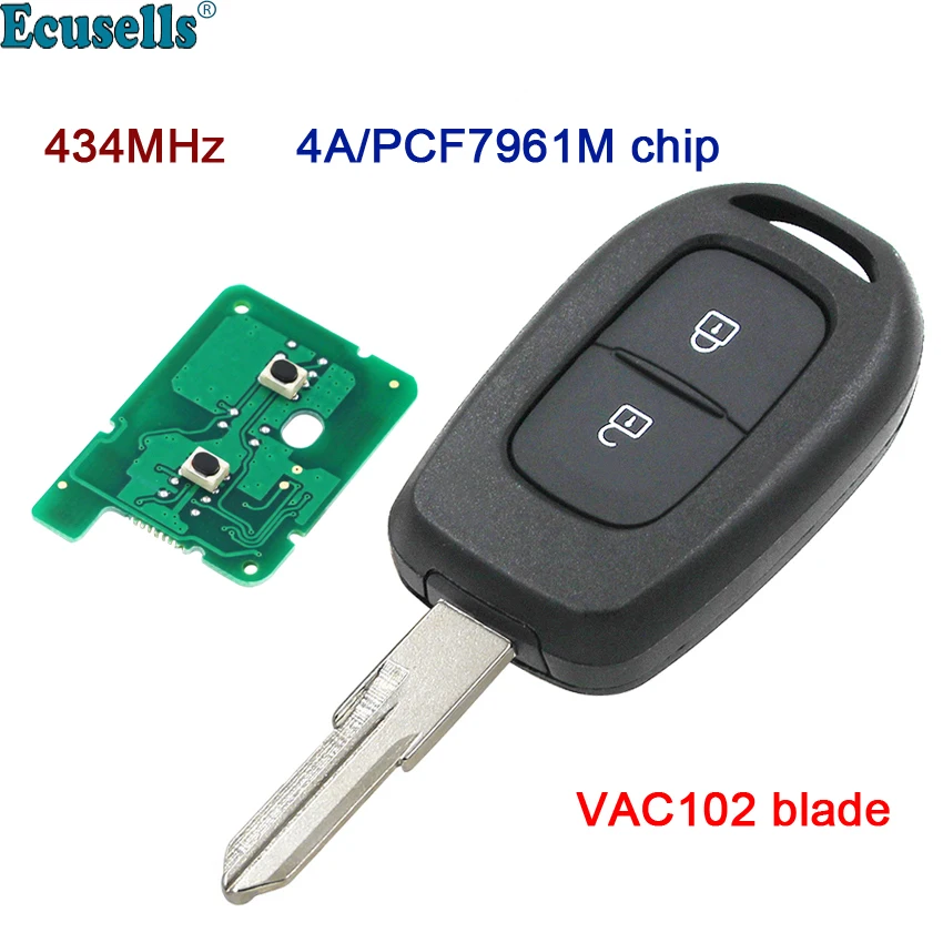 Новый дистанционный ключ 2 кнопки 434 МГц с 4A PCF7961M чип HITAG AES для Renault Sandero Dacia Logan Lodgy
