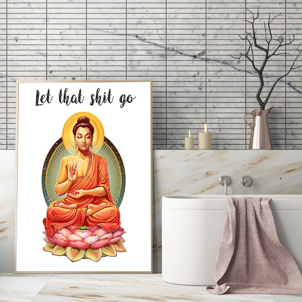

Funny Bathroom Sign Canvas Painting Prints and Posters Let That Go Quote Wall Art Picture for Men Bathroom Decoration