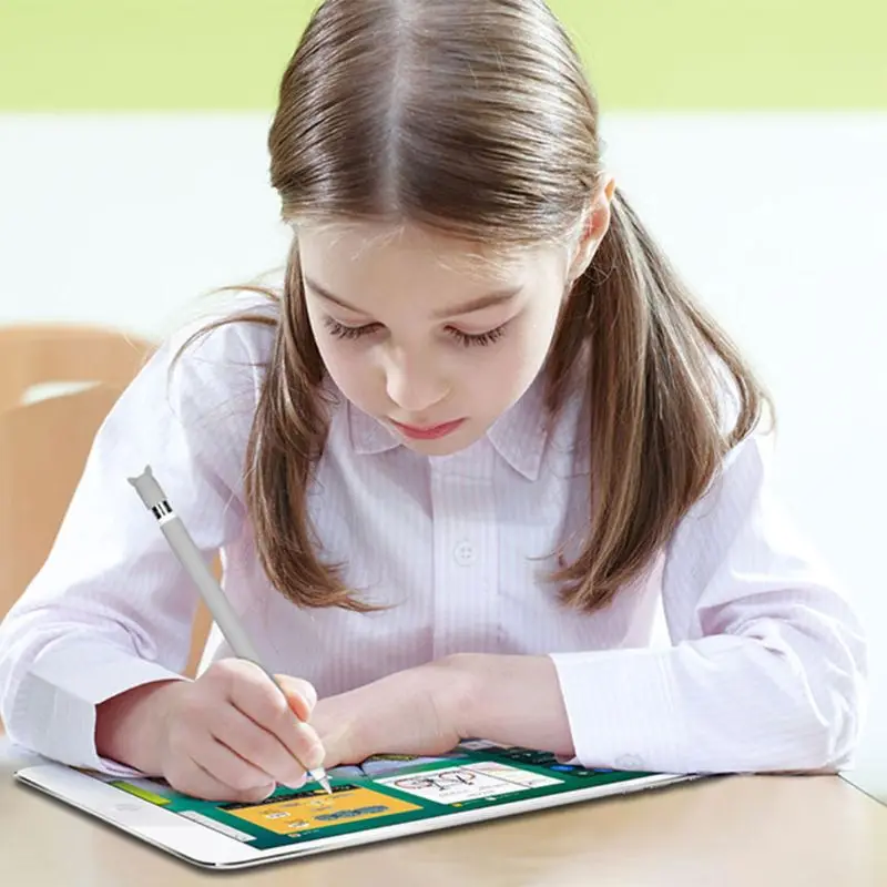 

New Cute Cat Ear Anti-scroll Protective Sleeve Pouch Case Soft Silicone Skin Cap Cover for Apple Pencil 1st Generation