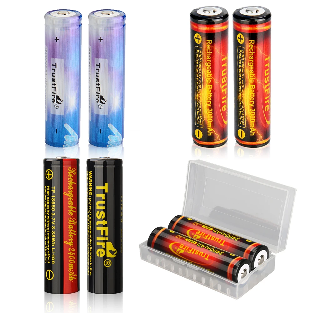 TrustFire 18650 Li Ion Battery 2000mAh 2400mAh 3000mAh 3400mAh 3.7V Rechargeable Lithium Batteries With Storage For Flashlight images - 6