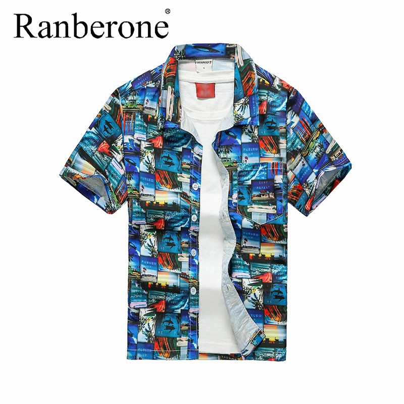 

Men Shirt Big Size 5XL Printed Short Sleeve Summer Quick Dry Beach Shirt Loose Casual Outdoor Men's Clothing Hawaiian Style