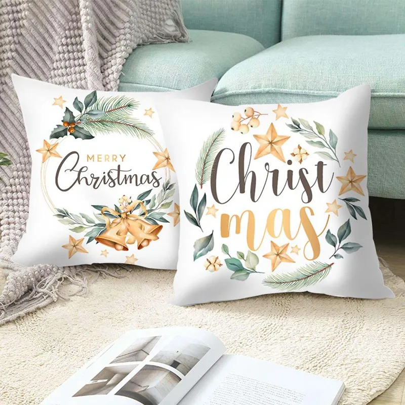 

Merry Christmas Square Cushion Cover Letter Printed Throw Pillow Christmas Home Decoration 2020 Christmas Ornaments Xmas Gifts