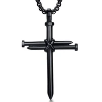 2021 new fashion cross necklace men punk nail styling pendant black gold silver color chain creative necklace jewelry gifts