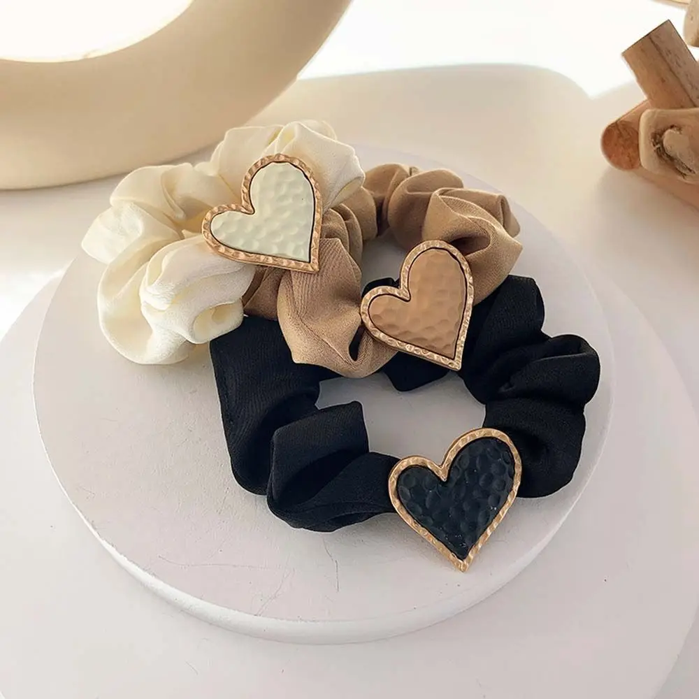 

Love Heart Peach Heart Scrunchies Matte Hair Ties Korean Style Hair Rope Large Intestine Hair Ring Elastic Hair Bands