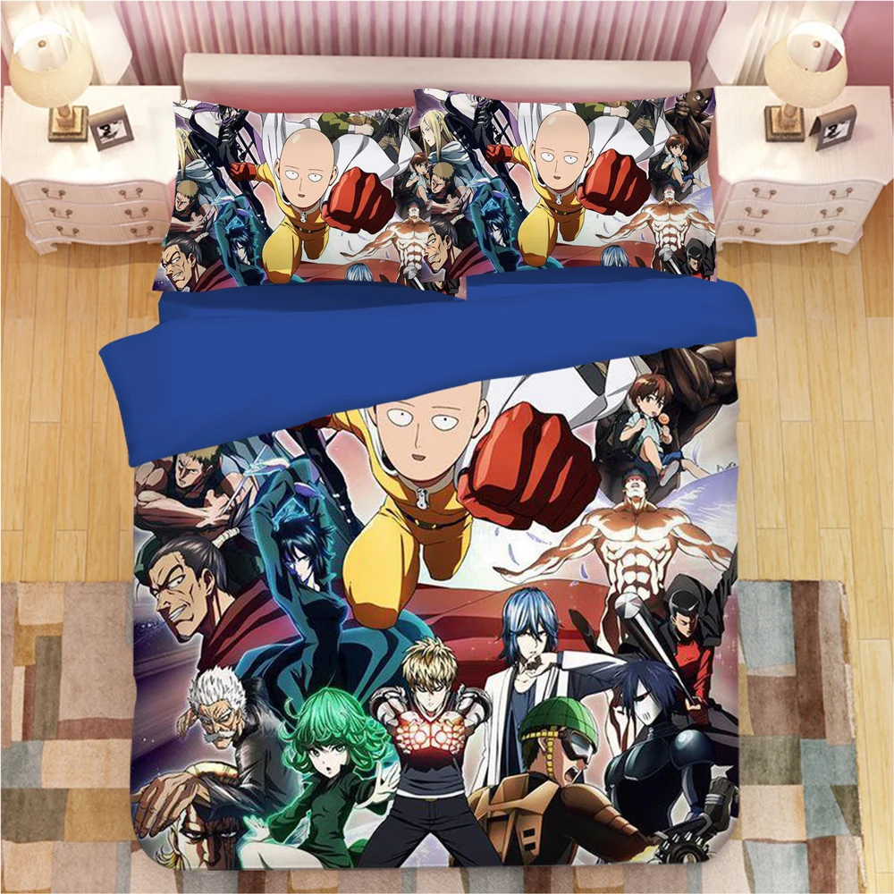 

ONE PUNCH MAN Bedding Set Cartoon anime Duvet Covers 3D bedding Pillowcases kids Cartoon Comforter Bedding Sets bed linen 07