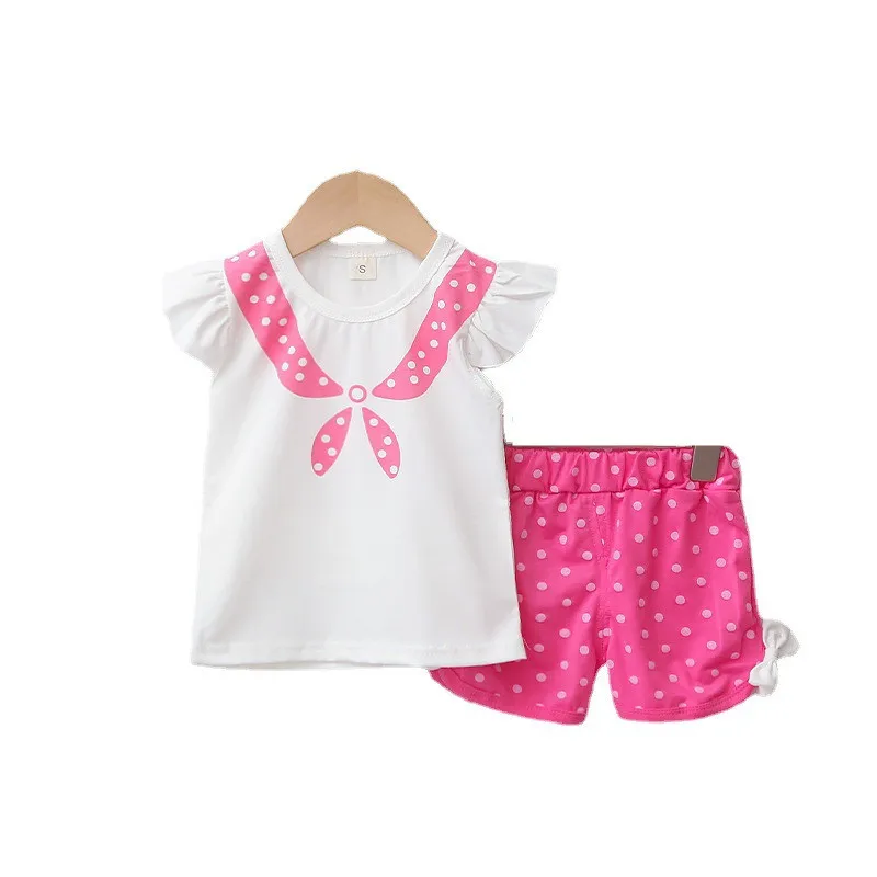 

New Summer Children Girls Cute Clothing Suitbaby Cotton T Shirt Shorts 2Pcs/sets Kids Infant Casual Clothes Toddler Sportswear
