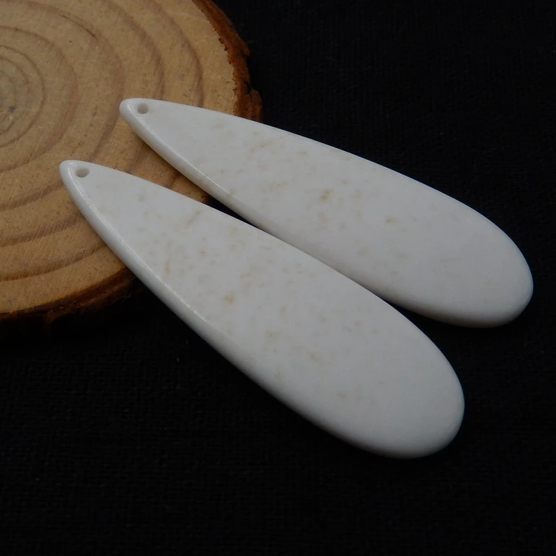 

Jewelry accessories, birthday gift,Natural White Agate Handmade Teardrop Earrings Pairs 52x16x5mm,11.7g