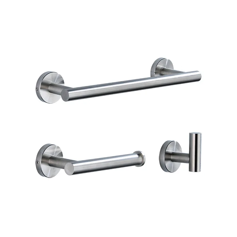 

3PCS Stainless Steel Silver Black Bathroom Hardware Set Towel Rack Toilet Paper Holder Towel Bar Hook Bathroom Accessories