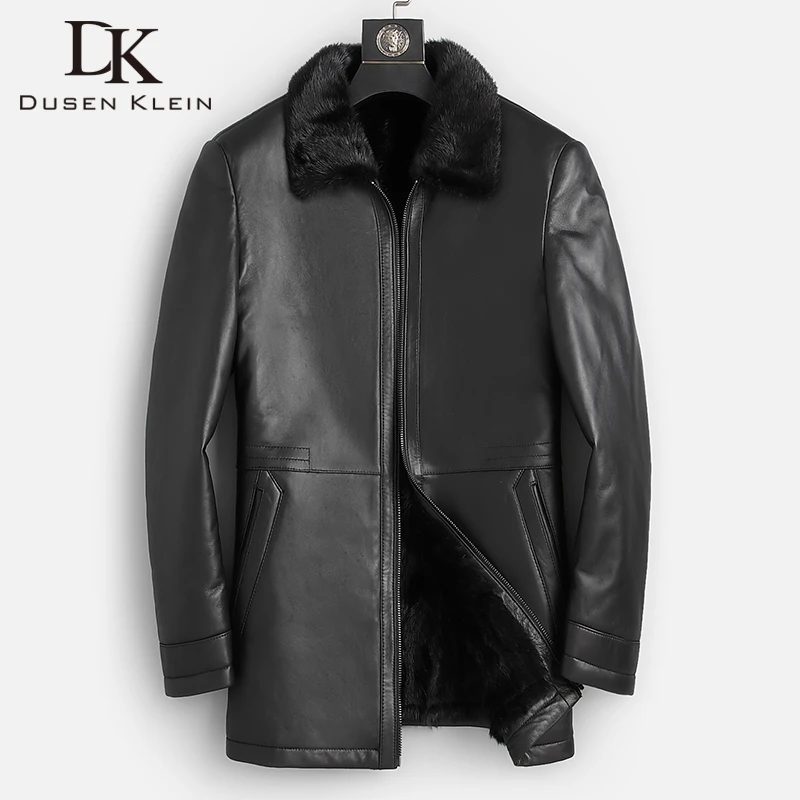 

Роскошная Новая шуба DK из меха норки, мужские куртки средней длины из натуральной овечьей кожи, высококачественная черная одежда из натурал...