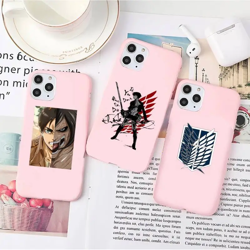 

Japan anime Attack On Titan Phone Case Candy Color for iPhone 6 7 8 11 12 13 s mini pro X XS XR MAX Plus