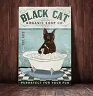 Черная кошка, органическое мыло Co, ретро металлический жестяной знак, винтажный жестяной знак для ванной, дома, кофе, украшение для стен, живопись