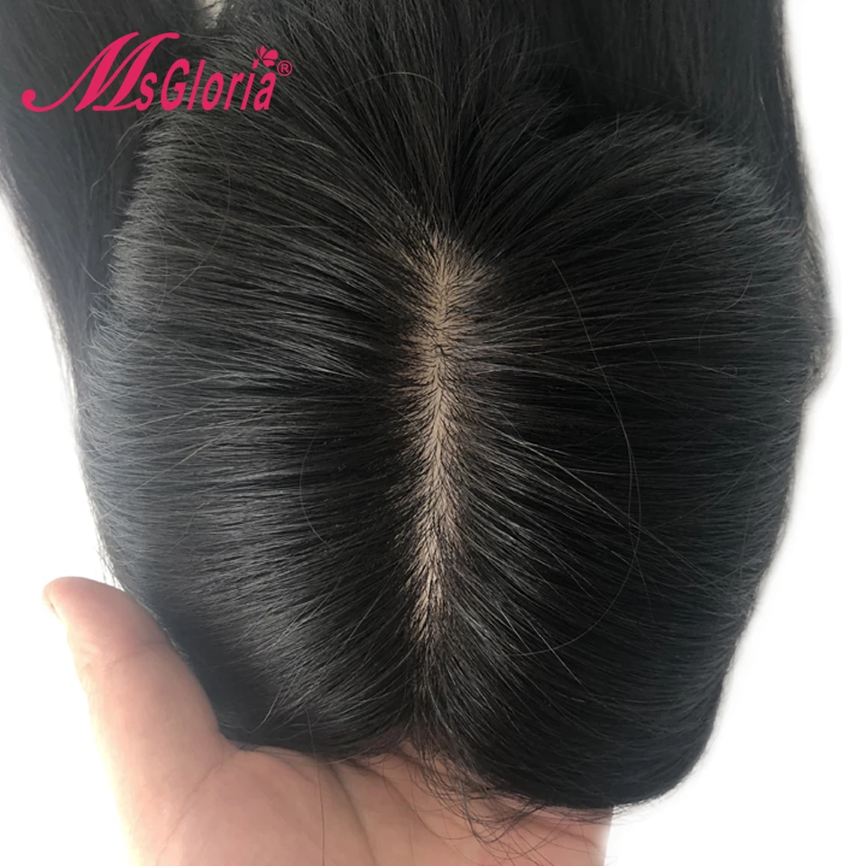 Парик из натуральных волос для женщин и мужчин шелковая основа размер 14*16 см