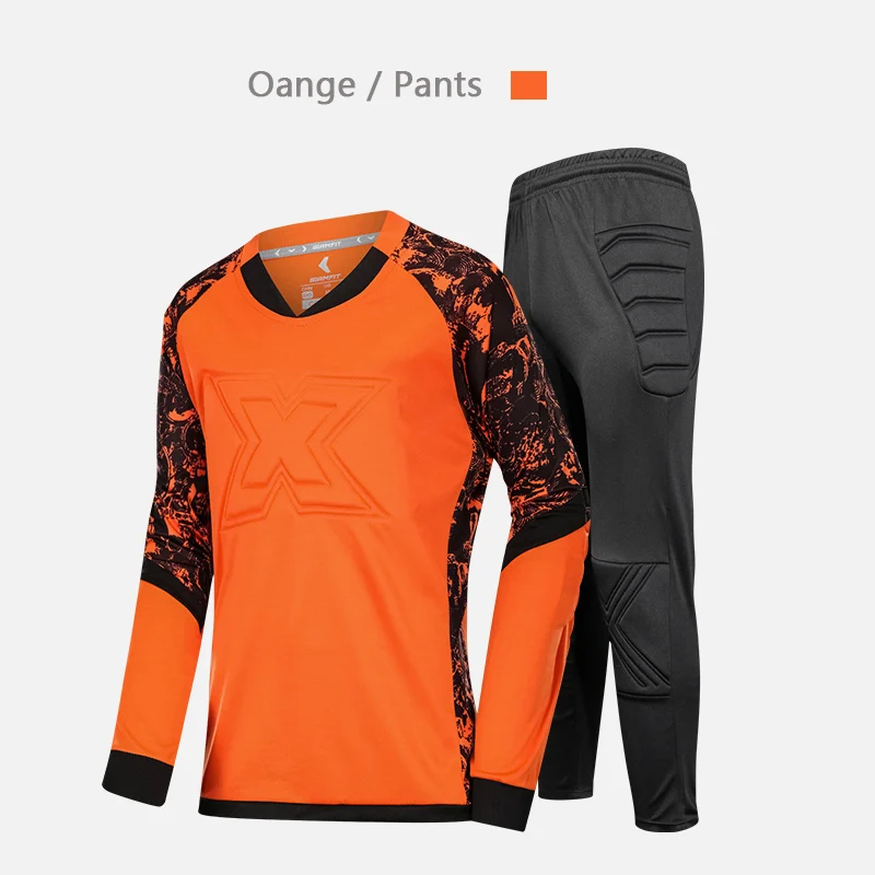 long orange blank Костюм для детей и взрослых, форма вратаря, футбольные майки, штаны, Футбольная Одежда, тренировочная форма, Защитные комплекты, индивидуальная печать - Цвет: long orange blank