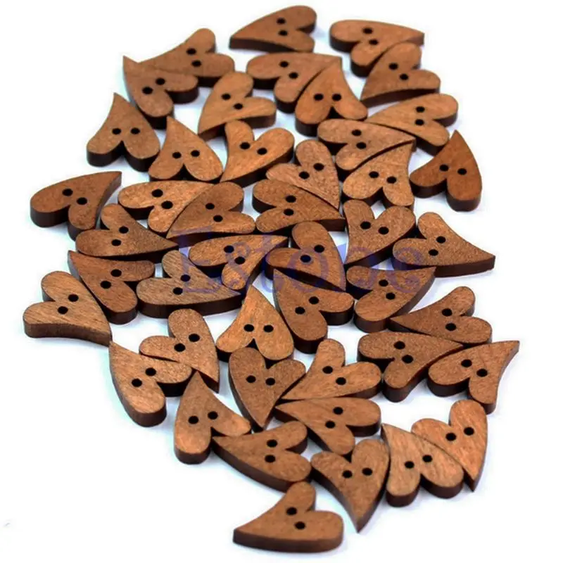 100 шт. лазерная резка древесины прекрасный коричневый деревянный шитье кнопка в