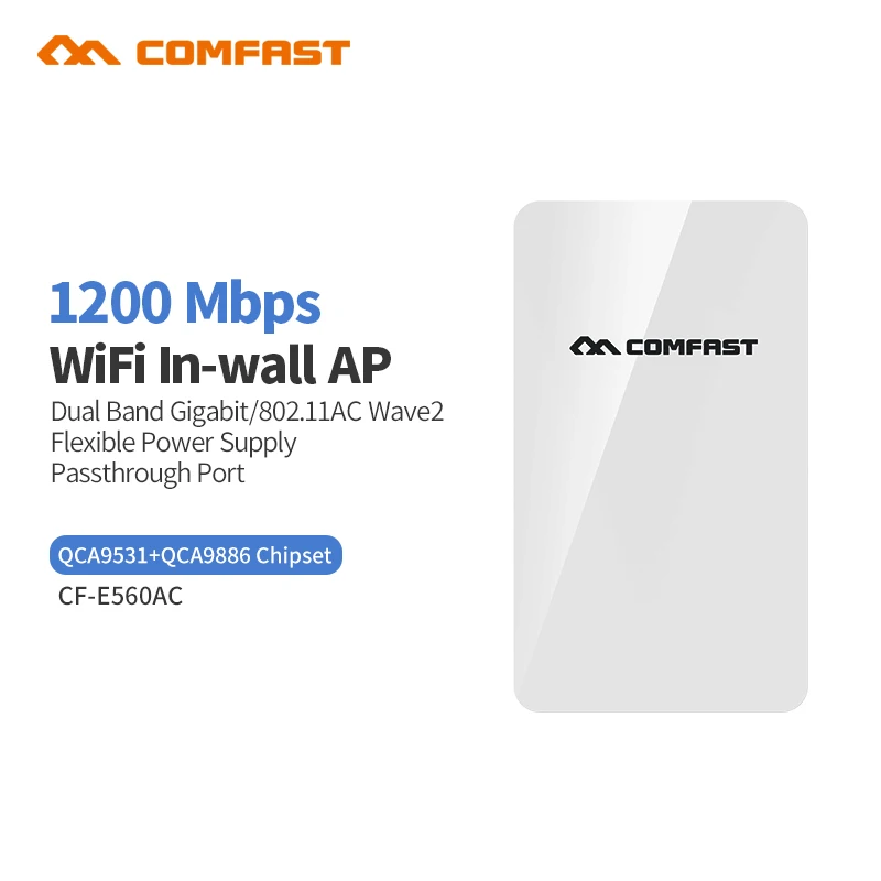 1200 Мбит/с Двухдиапазонная внутренняя Настенная Розетка WiFi в стене AP беспроводная