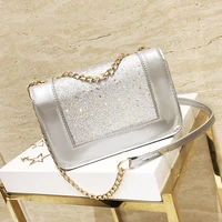 Silver Purses and Handbags Mini Small Square Bag 2020 Fashion New Pearl Sequins Color Female Vintage Crossbody Bag for Girls