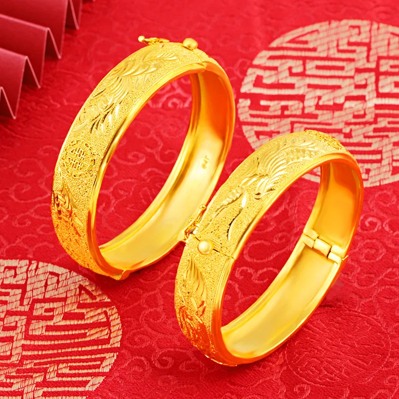 

Браслет HOYON из чистого золота 24 карата для женщин и мужчин, ювелирные изделия, браслет из золота с драконом и Фениксом, подарки на свадьбу и г...