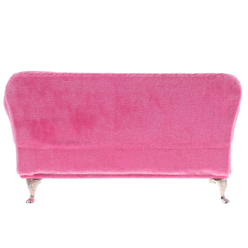 2x1/6 Mini Long Sofa Pink Suede Dollhouse for Accessories | Игрушки и хобби