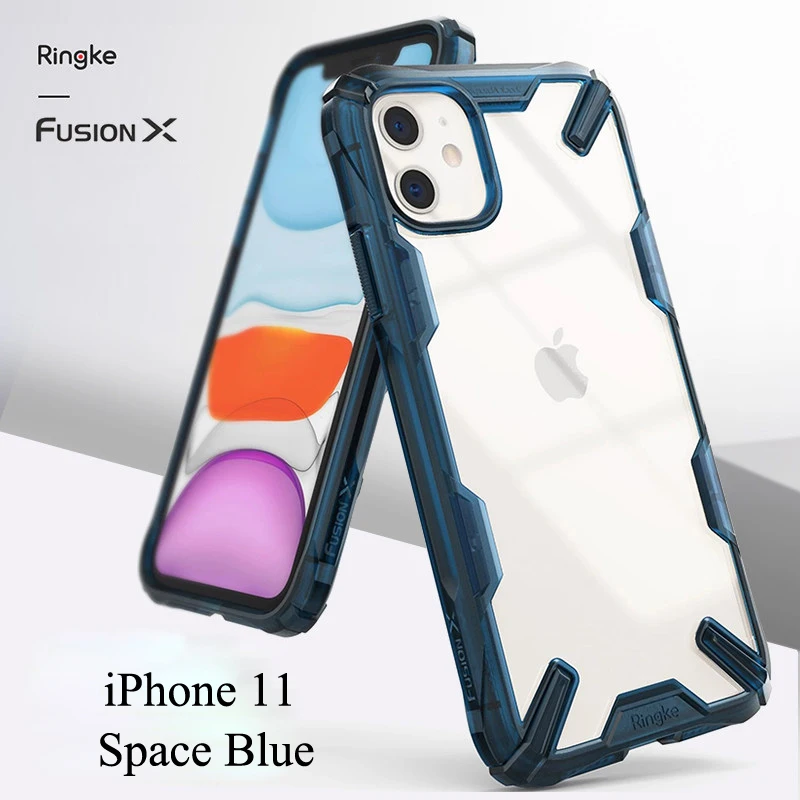 Ringke Fusion X для iPhone 11 чехол сверхмощный амортизация прозрачный жесткий PC задняя мягкая TPU рамка чехол - Цвет: Space Blue iphone 11