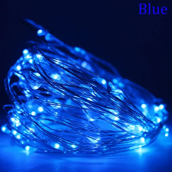 blue Светодиодный светильник-гирлянда на батарейках s 10 м 5 м 2 м, гирлянда из серебряной проволоки для дома, Рождества, свадьбы, вечеринки, 4,5 в, уличный Сказочный светильник - Испускаемый цвет: blue