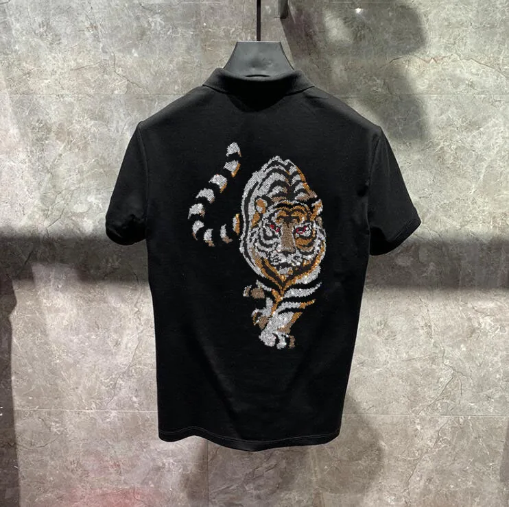 summer brand polo rhinestones men high quality men diamond stone short sleeved tops clothing 2020 classic hot drill polo shirt free global shipping