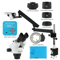 simul focal 3 5x 90x zoom trinocular stereo microscope articulating arm clamp stand 38mp 2k hdmi usb camera for phone cpu repair