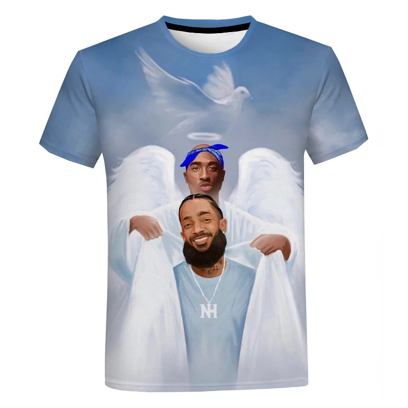 2Pac & Nipsey Hussle 3D принтом Футболка для мужчин и женщин Летняя повседневная одежда в